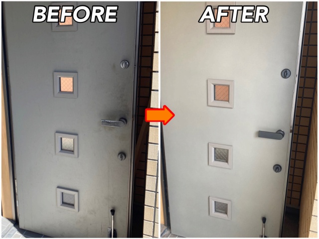 玄関ドア　再生塗装　施工例