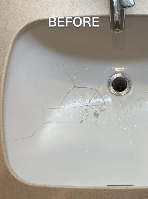 洗面ボウル補修　施工前